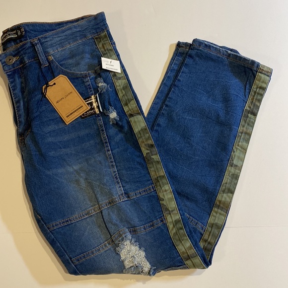 Modern Culture SZ 36 x 34 Distressed Moto Style Denim Blue Jeans New S - Picture 2 of 15